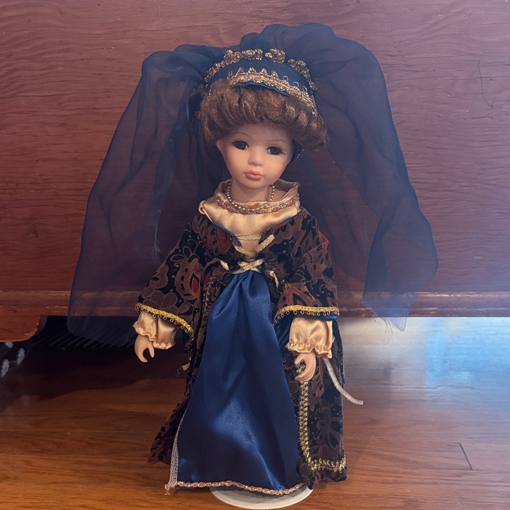 Elegant Blue and Gold Princess Doll